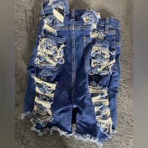 High waist Blue ripped jeans shorts
